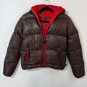 KJUS Spin Down Jacket Puffer Reversible Brown Red Goose Down S Water repellent